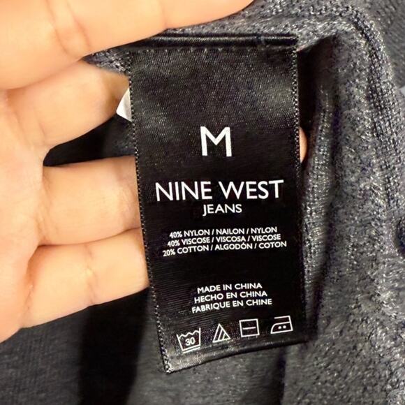 Nine West Jeans Batwing Top Women's M 3/4 Sleeve 2 Tone Gray Crew Neck - Picture 6 of 6